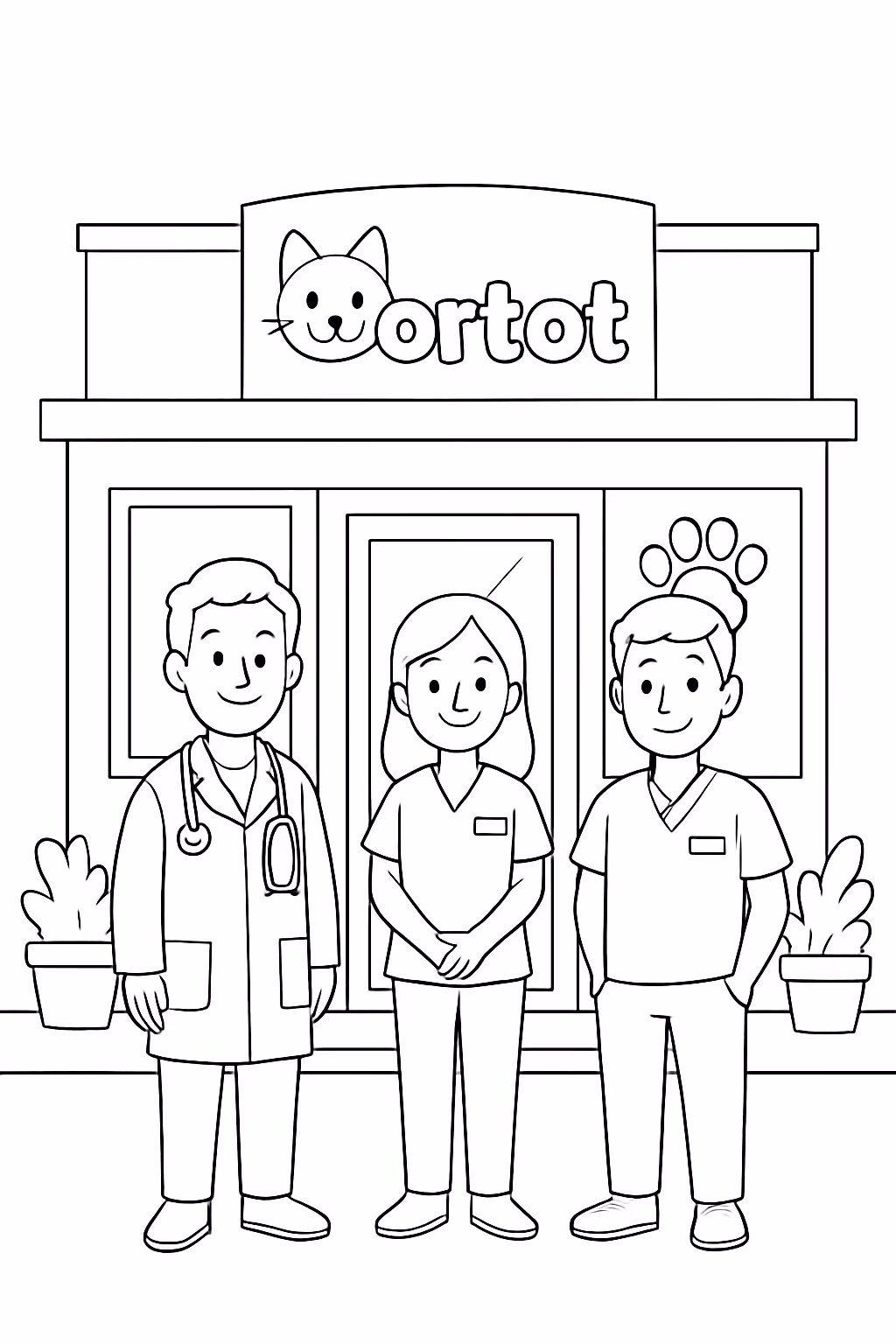 Crie uma clinica com o nome bortot e funcionarios na para colorir — desenho para imprimir