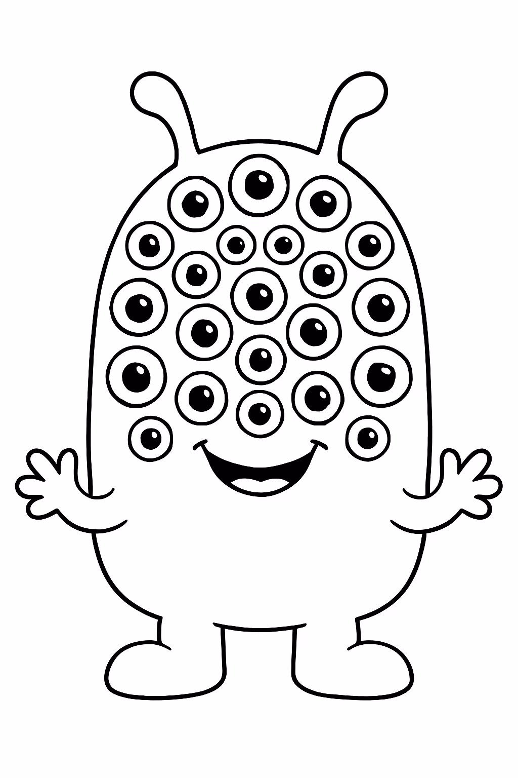 Crie uma criatura com olhos para colorir — desenho para imprimir