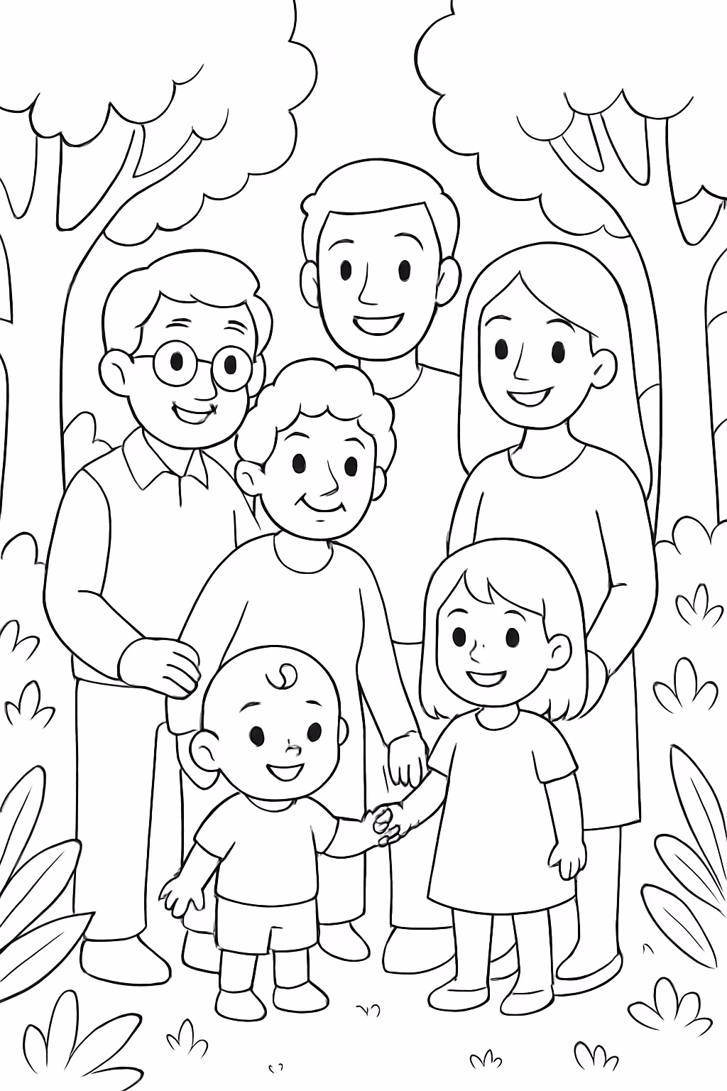 Crie uma familia feliz com papai mamae vovo filho de para colorir — desenho para imprimir
