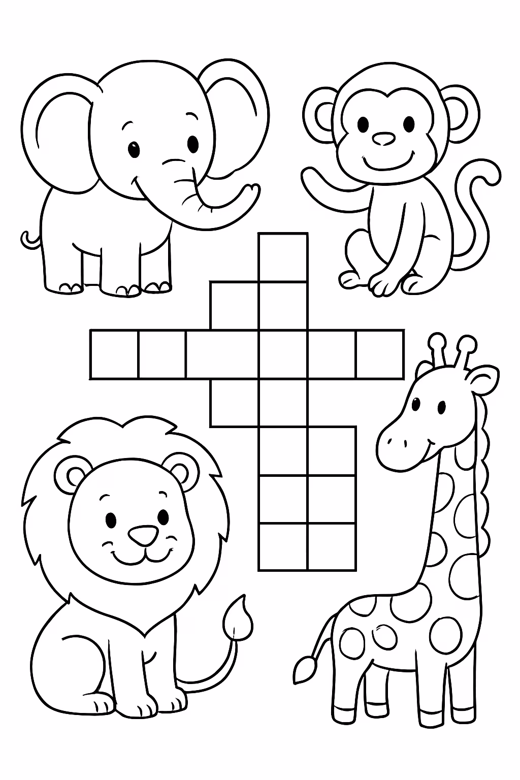 Cruzadinha de animais para colorir — desenho para imprimir