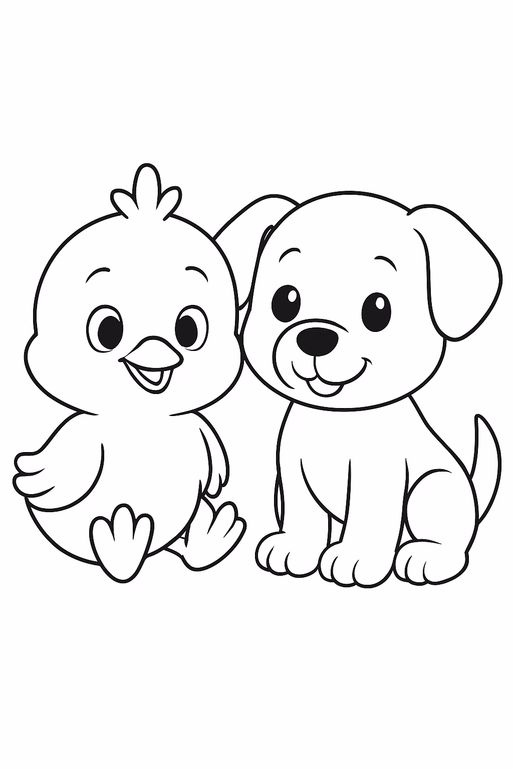 De recortar pintinho e stiti para colorir — desenho para imprimir