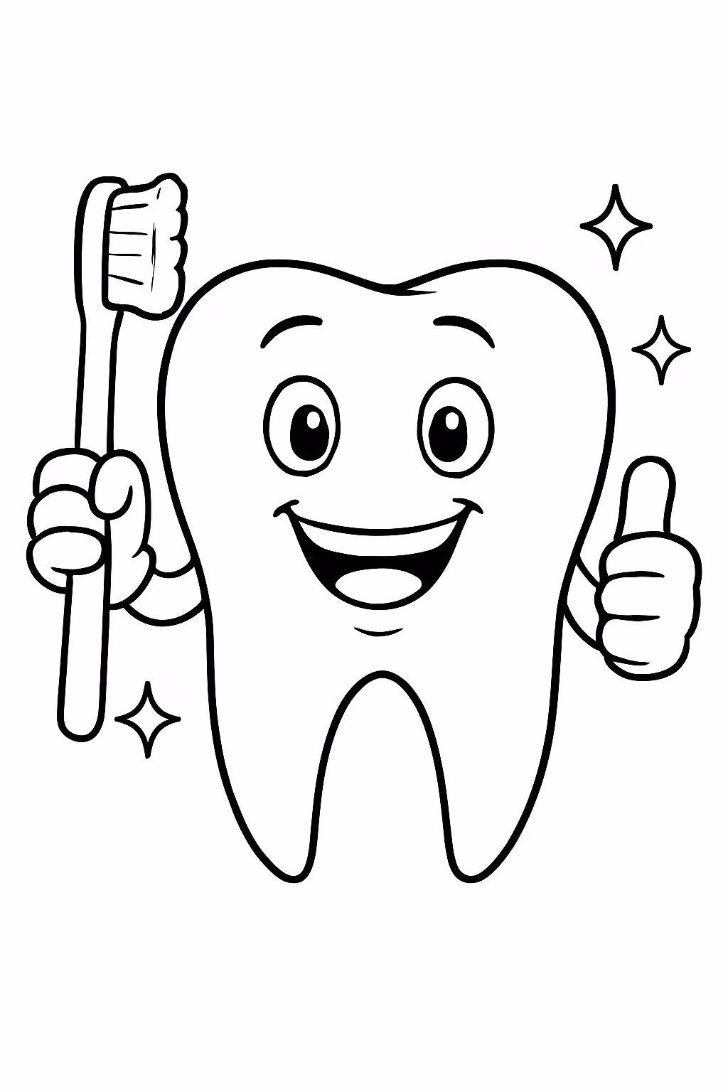 Dente limpo para colorir — desenho para imprimir