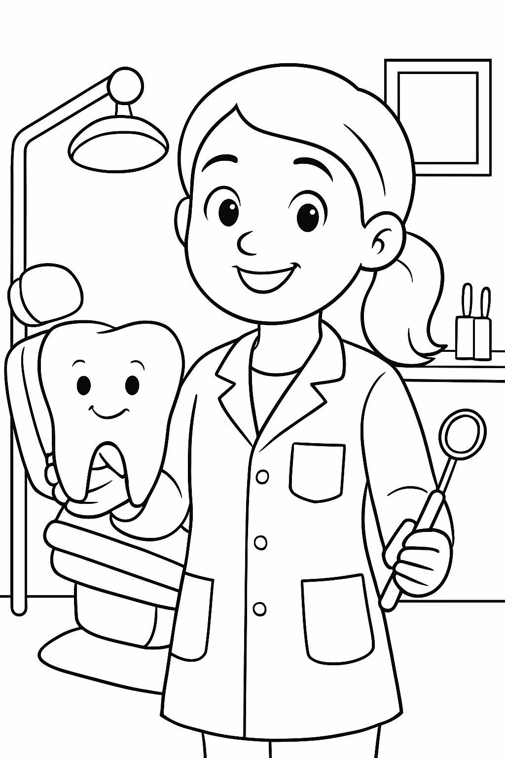Dentista para colorir — desenho para imprimir