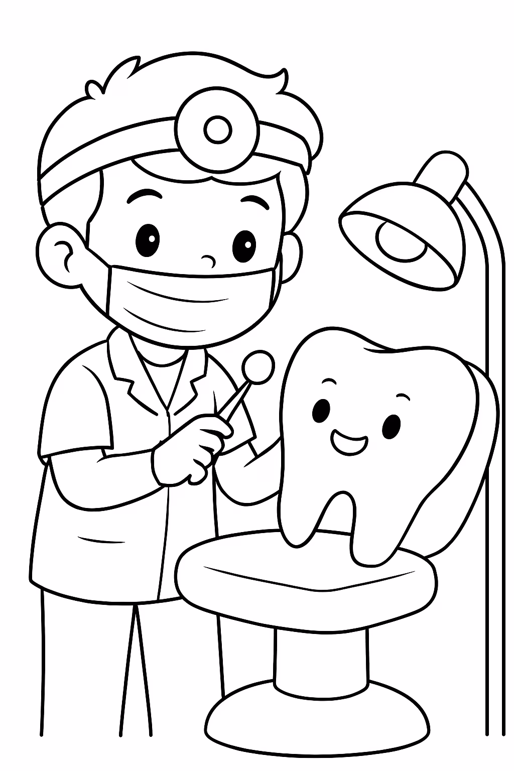 Dentista crianca para colorir — desenho para imprimir