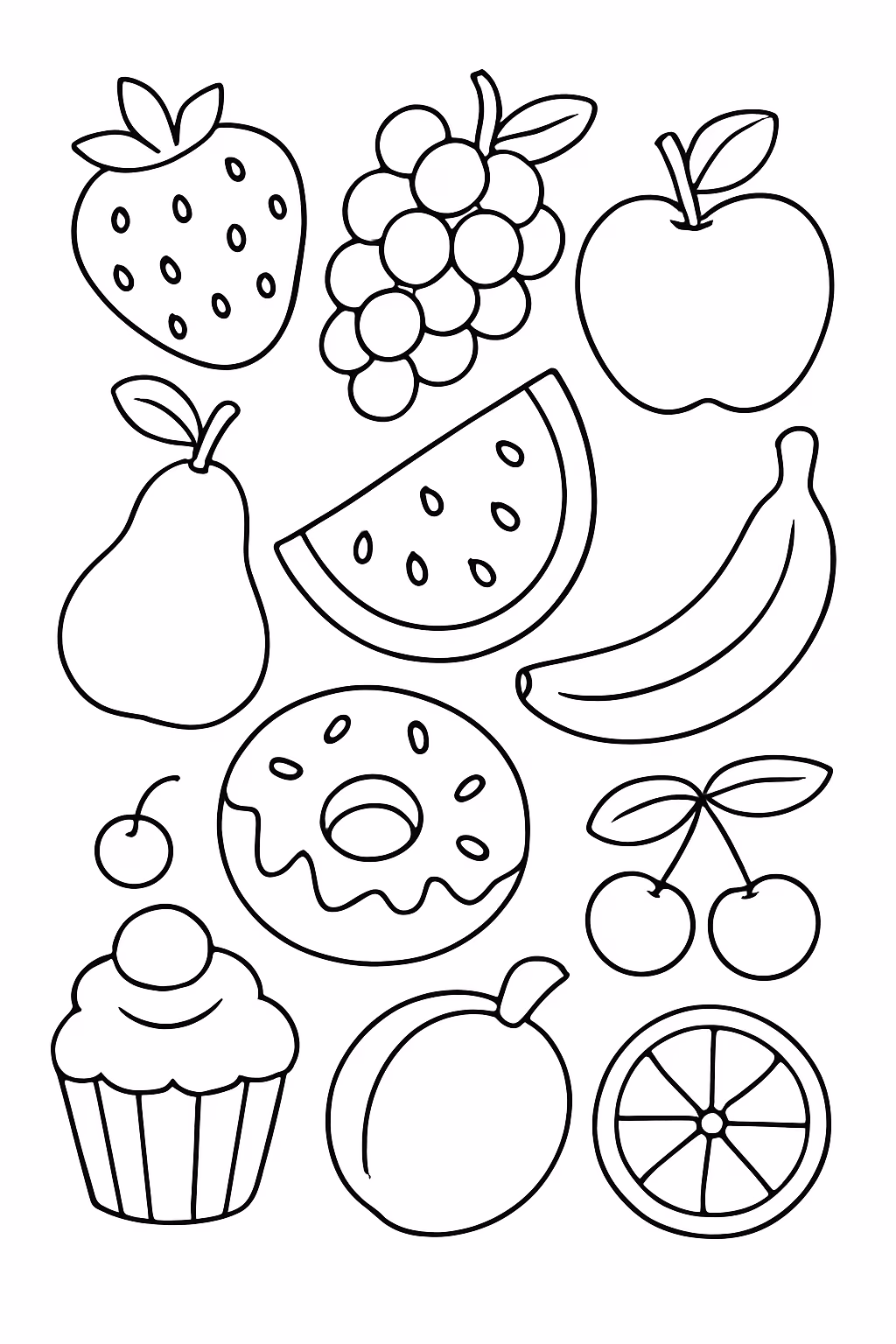 Desenhe varias mine comidinhas barbie faser muito menor e faser para colorir — desenho para imprimir