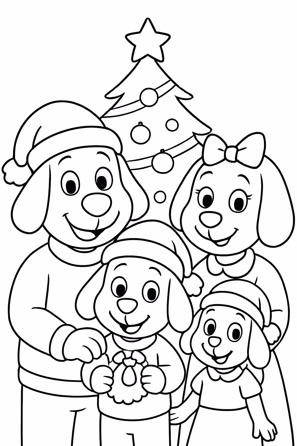 Blue toda sua familia reunida no natal para colorir — desenho para imprimir