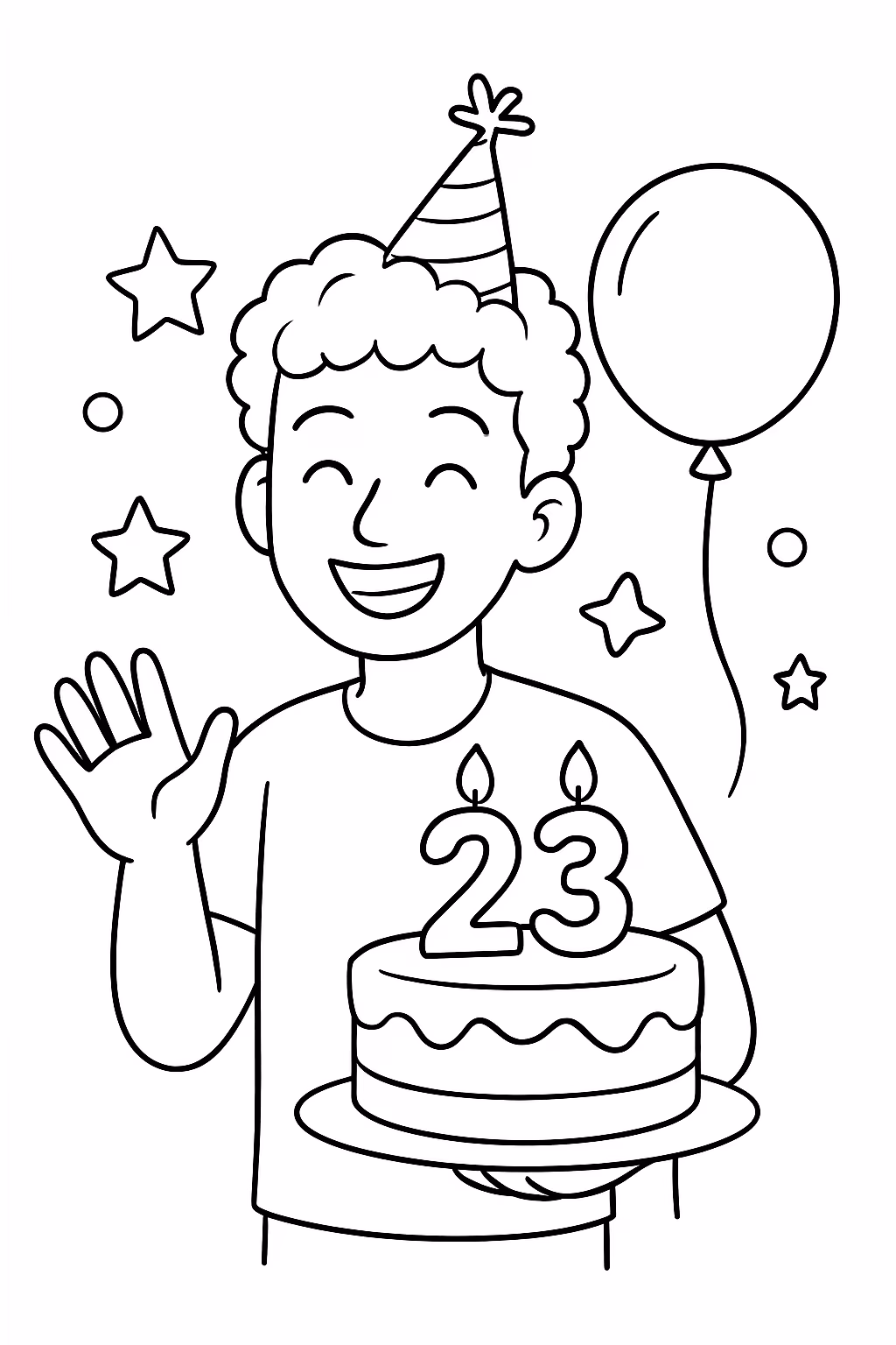 De aniversario de um menino que esta fazendo anos de para colorir — desenho para imprimir