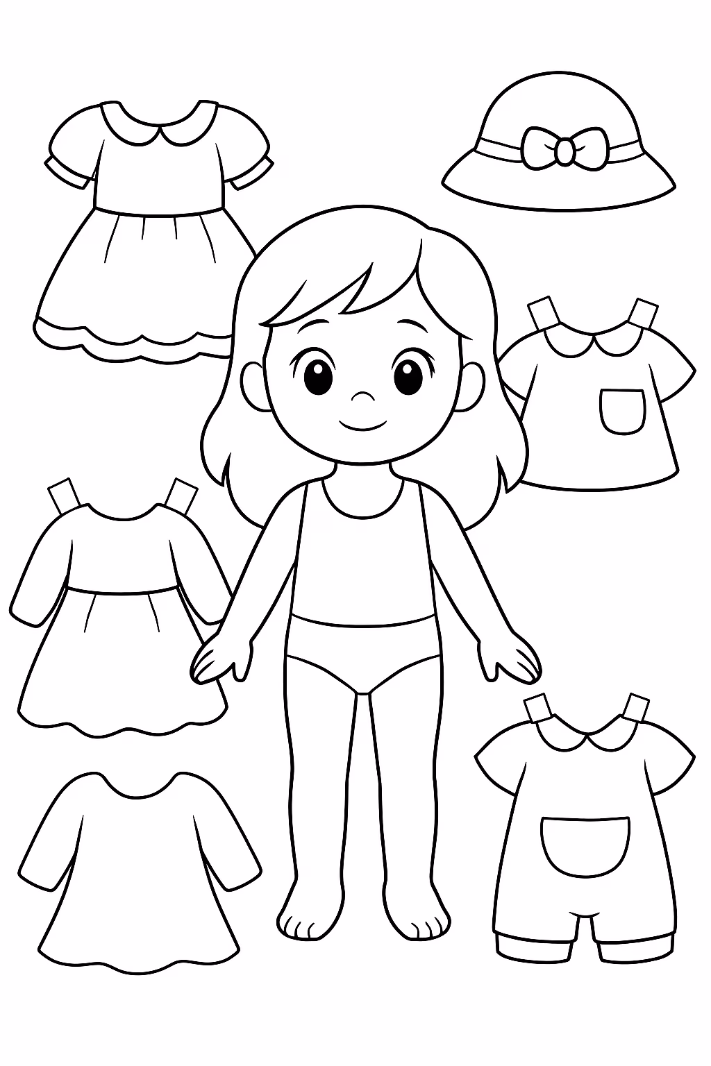 De boneca e roupinhas recortar para colorir — desenho para imprimir