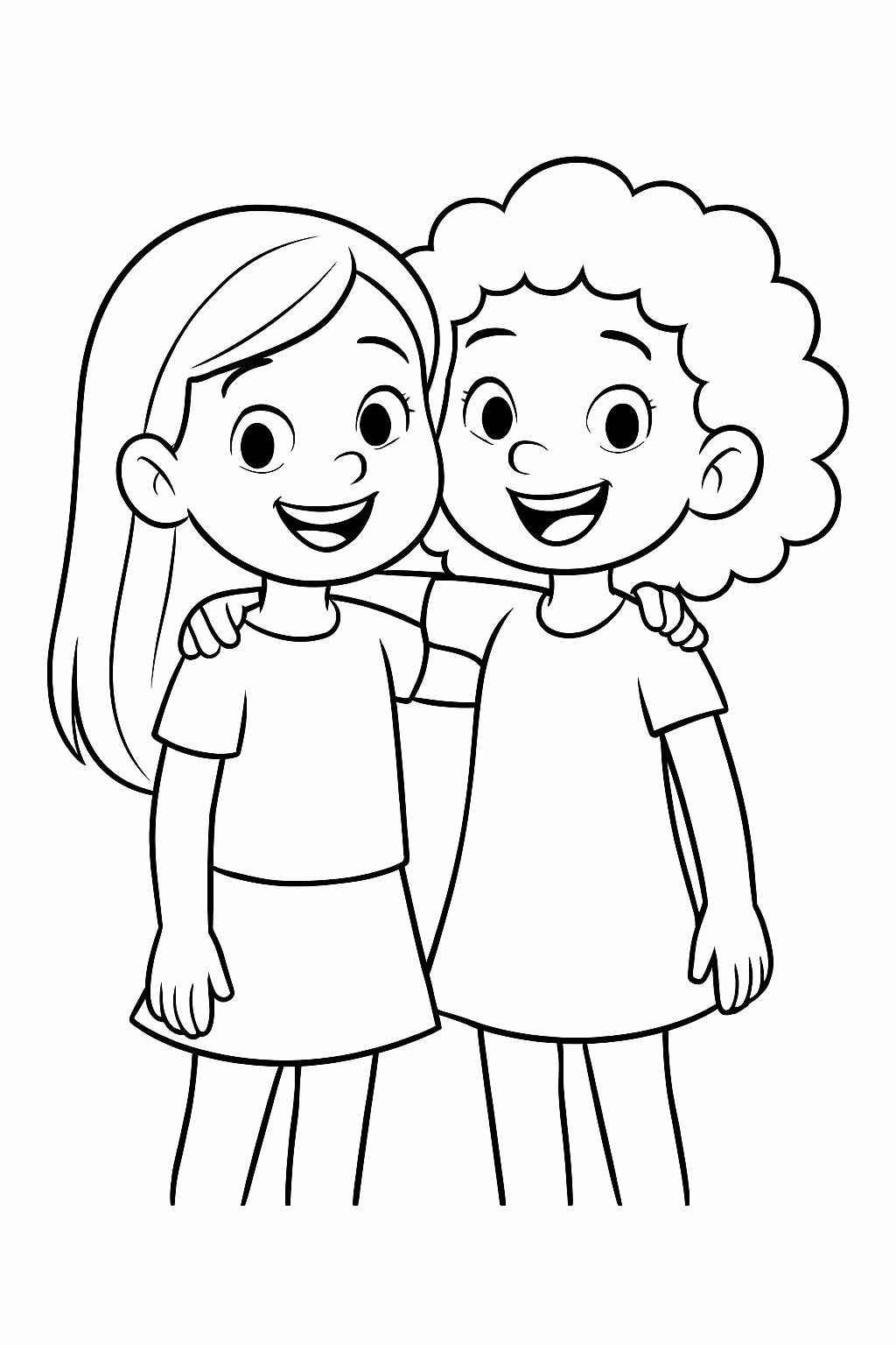 De melhores amigas para colorir — desenho para imprimir