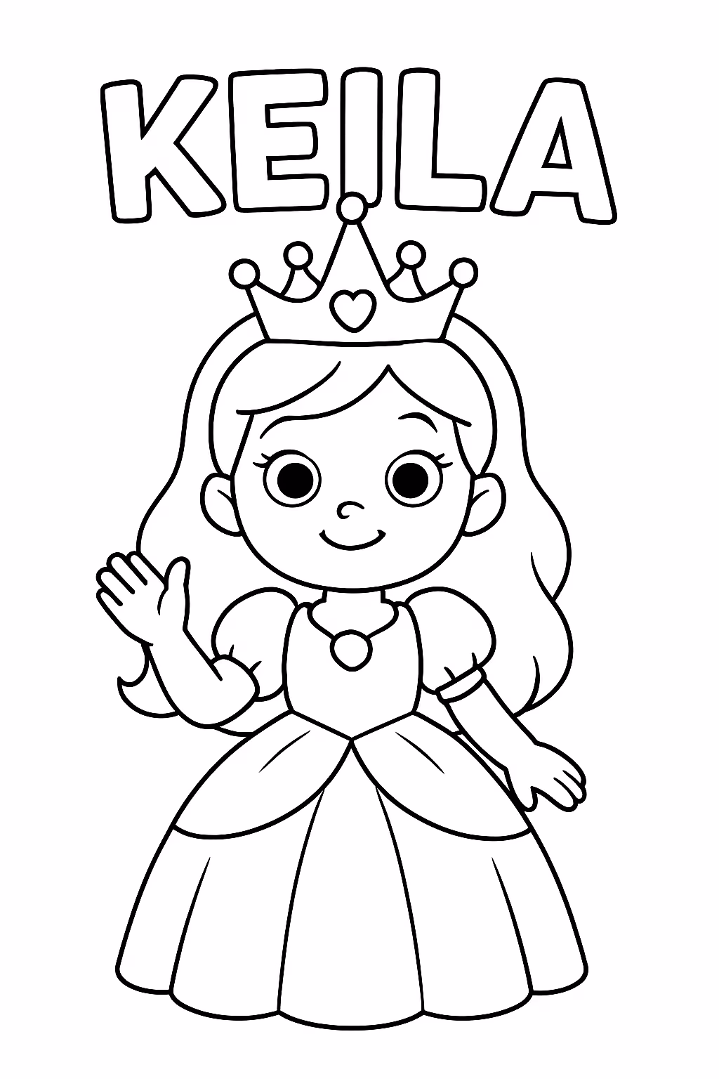 Com o nome keila princessa para colorir — desenho para imprimir