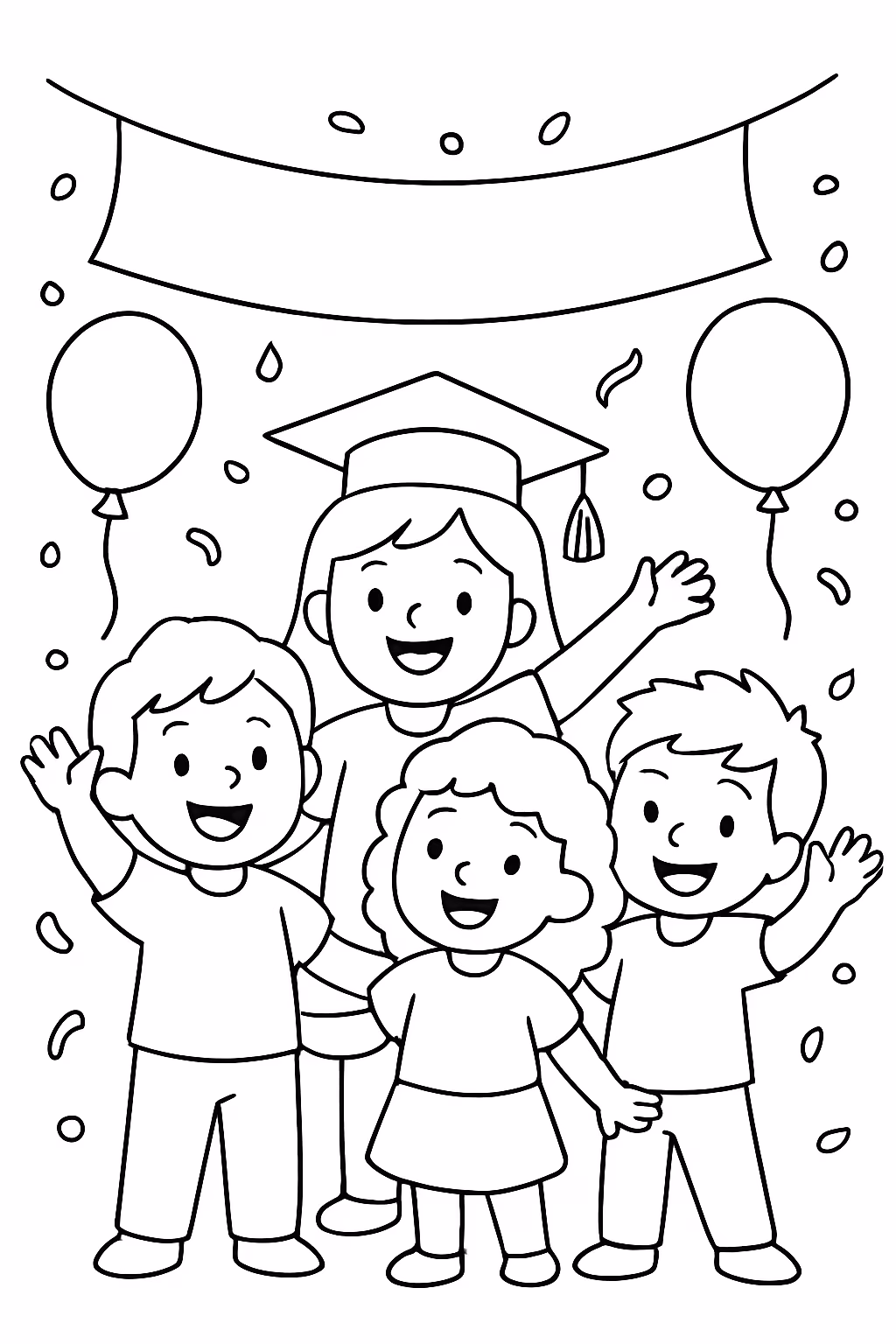 Despedida da turma de anos para colorir — desenho para imprimir