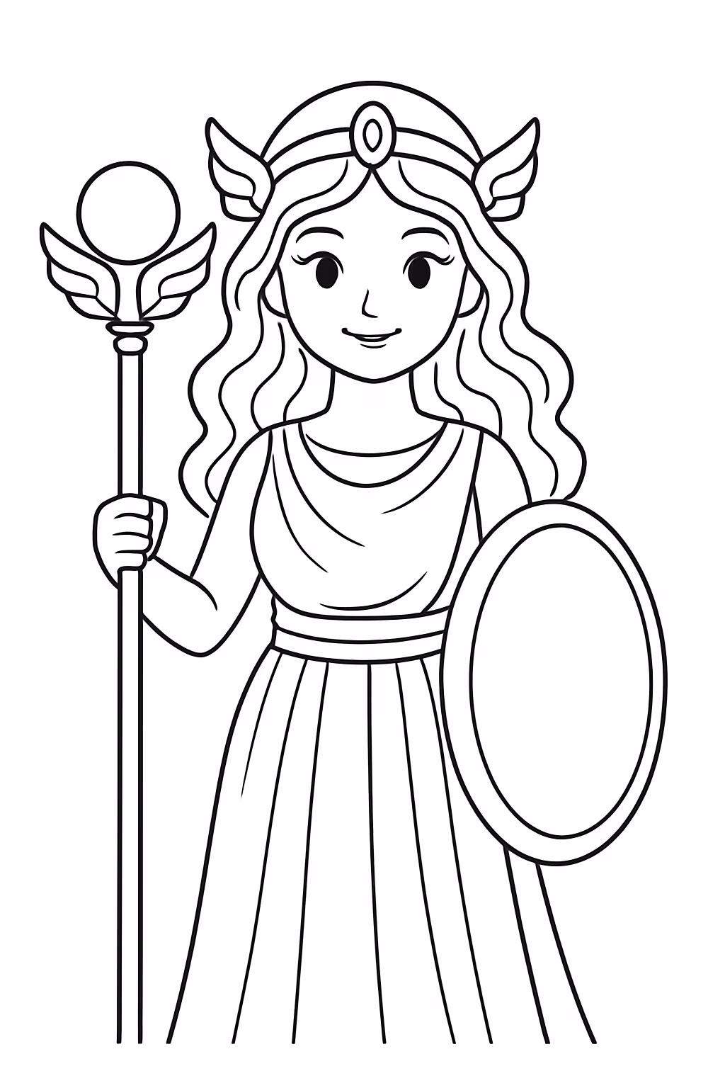 Deusa em estilo real para colorir — desenho para imprimir