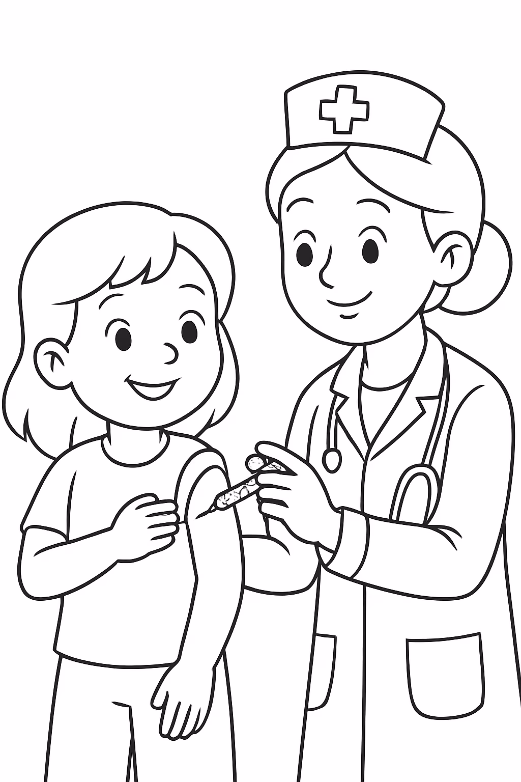 Dia da vacina para colorir — desenho para imprimir