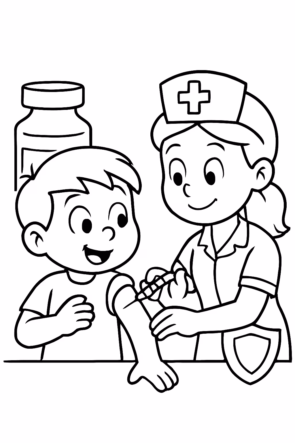 Dia da vacina com a turma da monica para colorir — desenho para imprimir