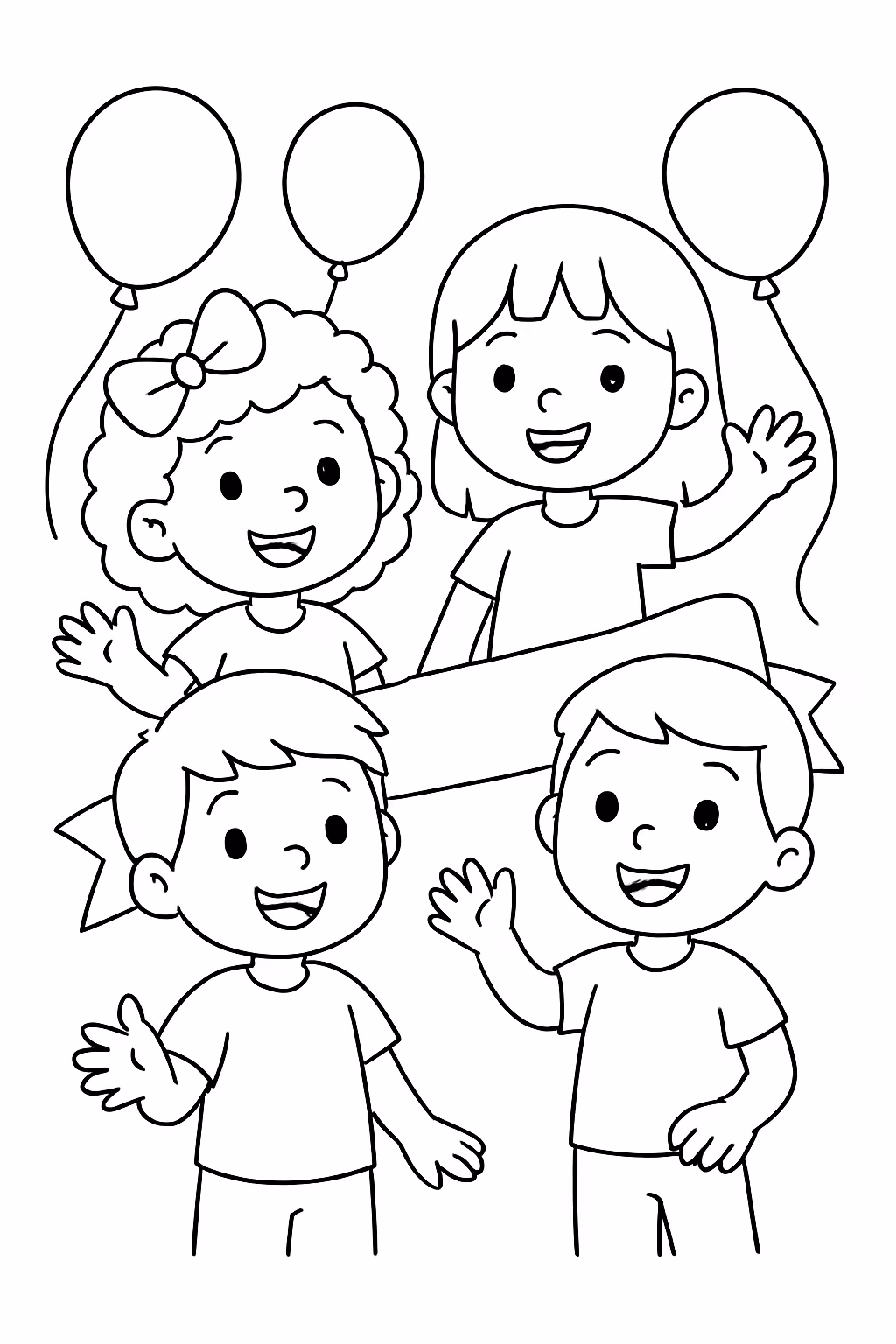 Dia das criancas para colorir — desenho para imprimir
