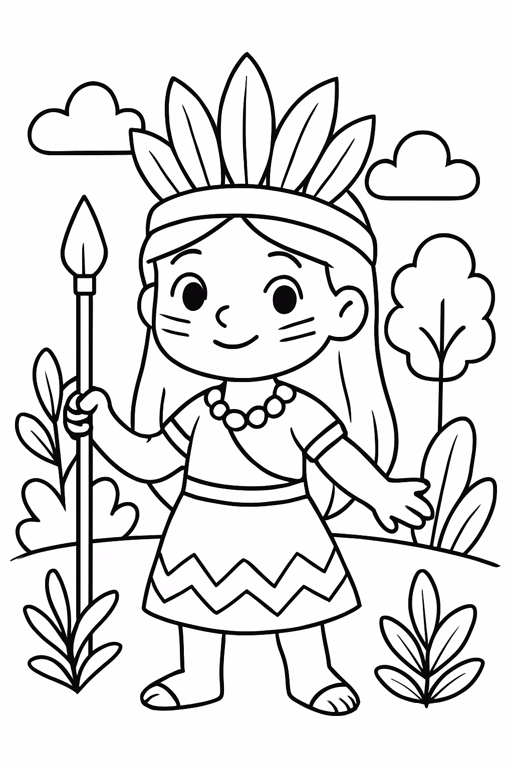 Dia do povos indigenas para colorir — desenho para imprimir