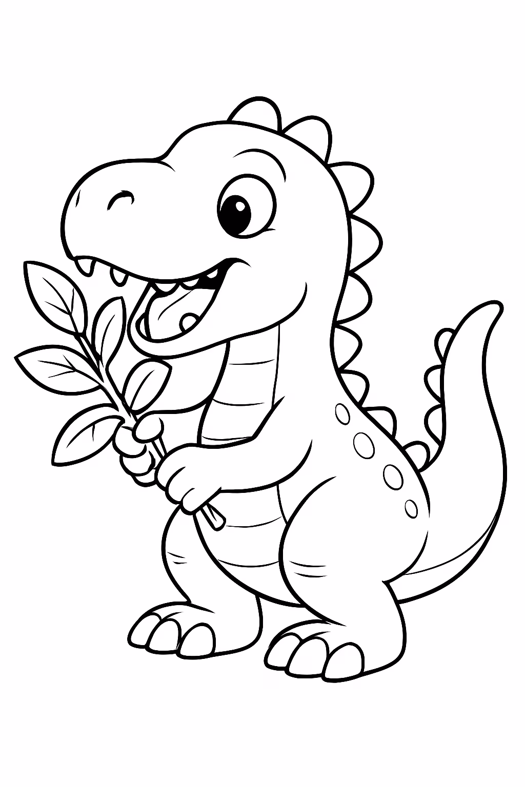 Dinossauro comendo para colorir — desenho para imprimir