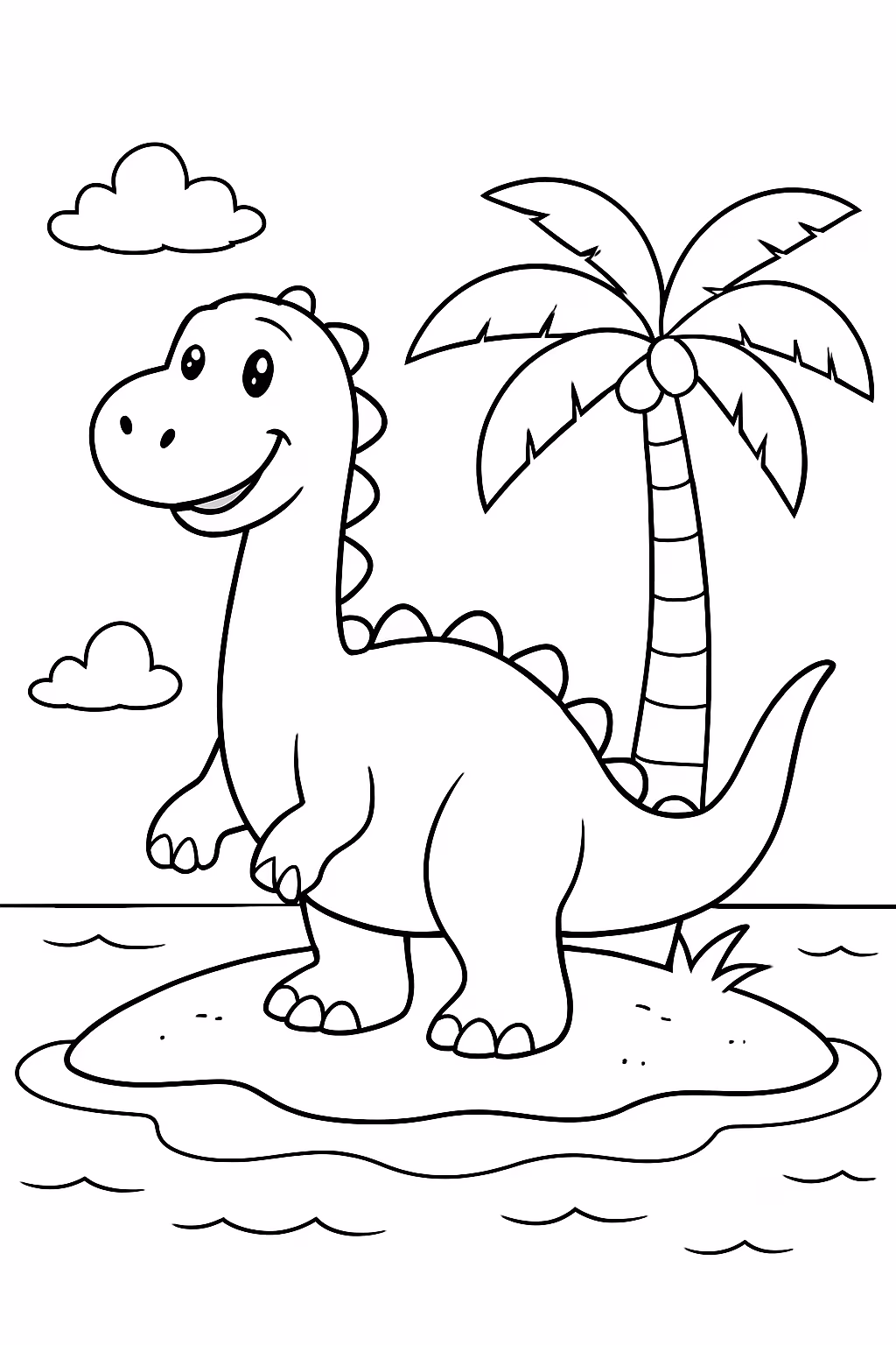Dinossauro na ilha do dinossauro para colorir — desenho para imprimir