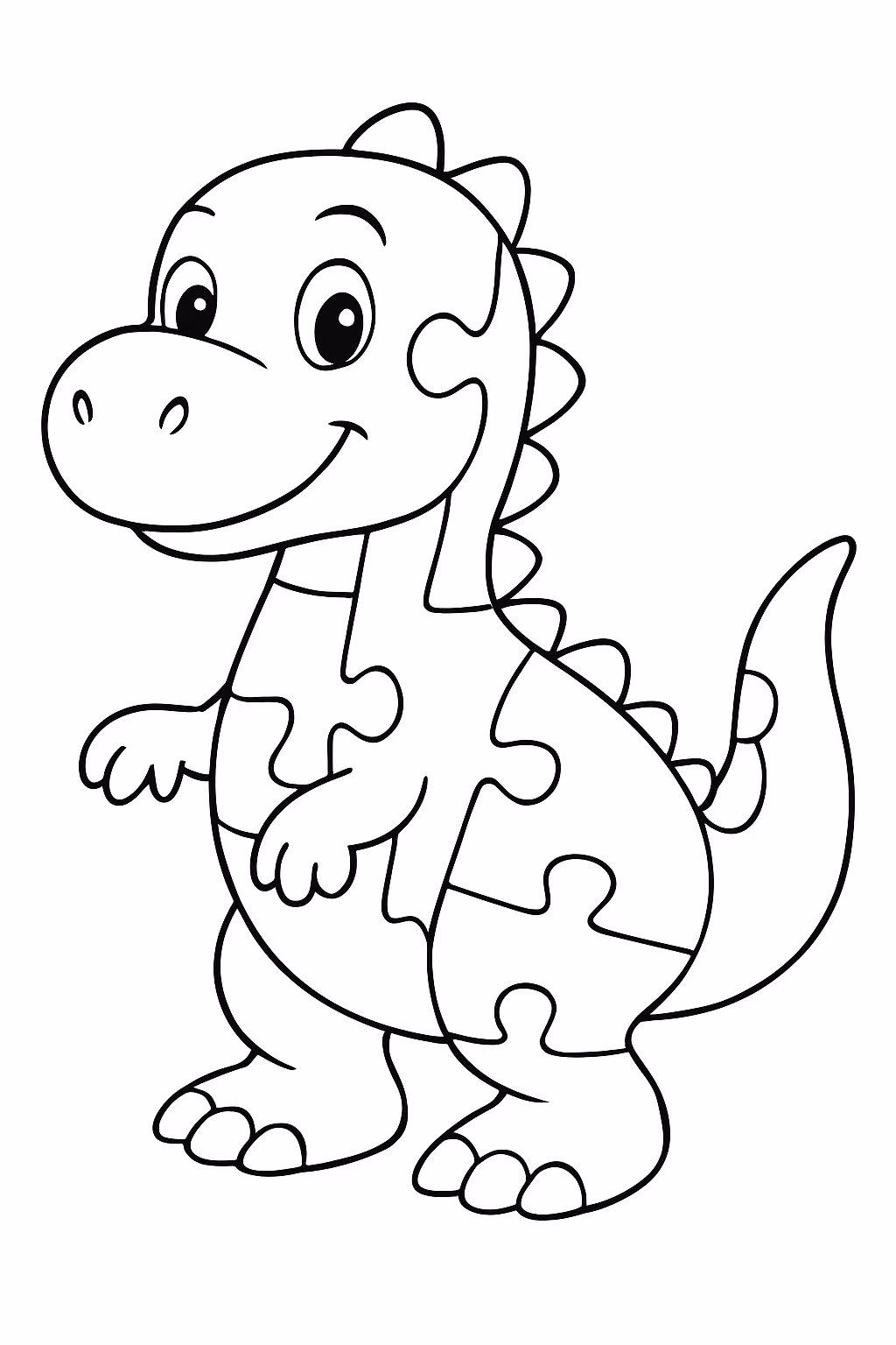 Dinossauro quebra cabeca para colorir — desenho para imprimir