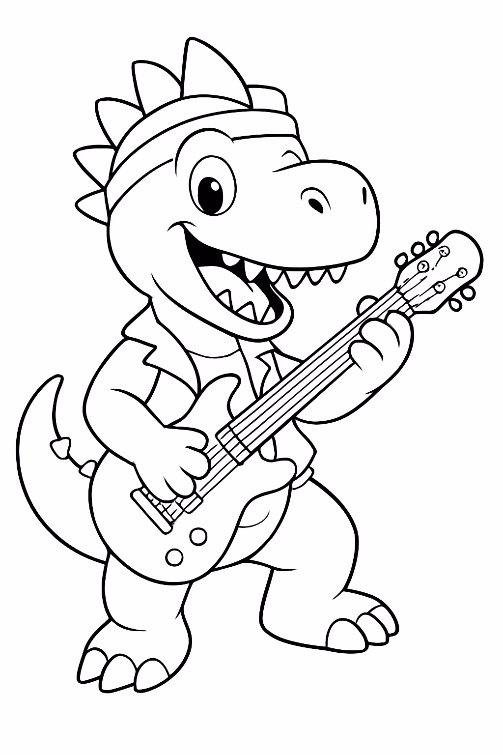 Dinossauro roqueiro para colorir — desenho para imprimir