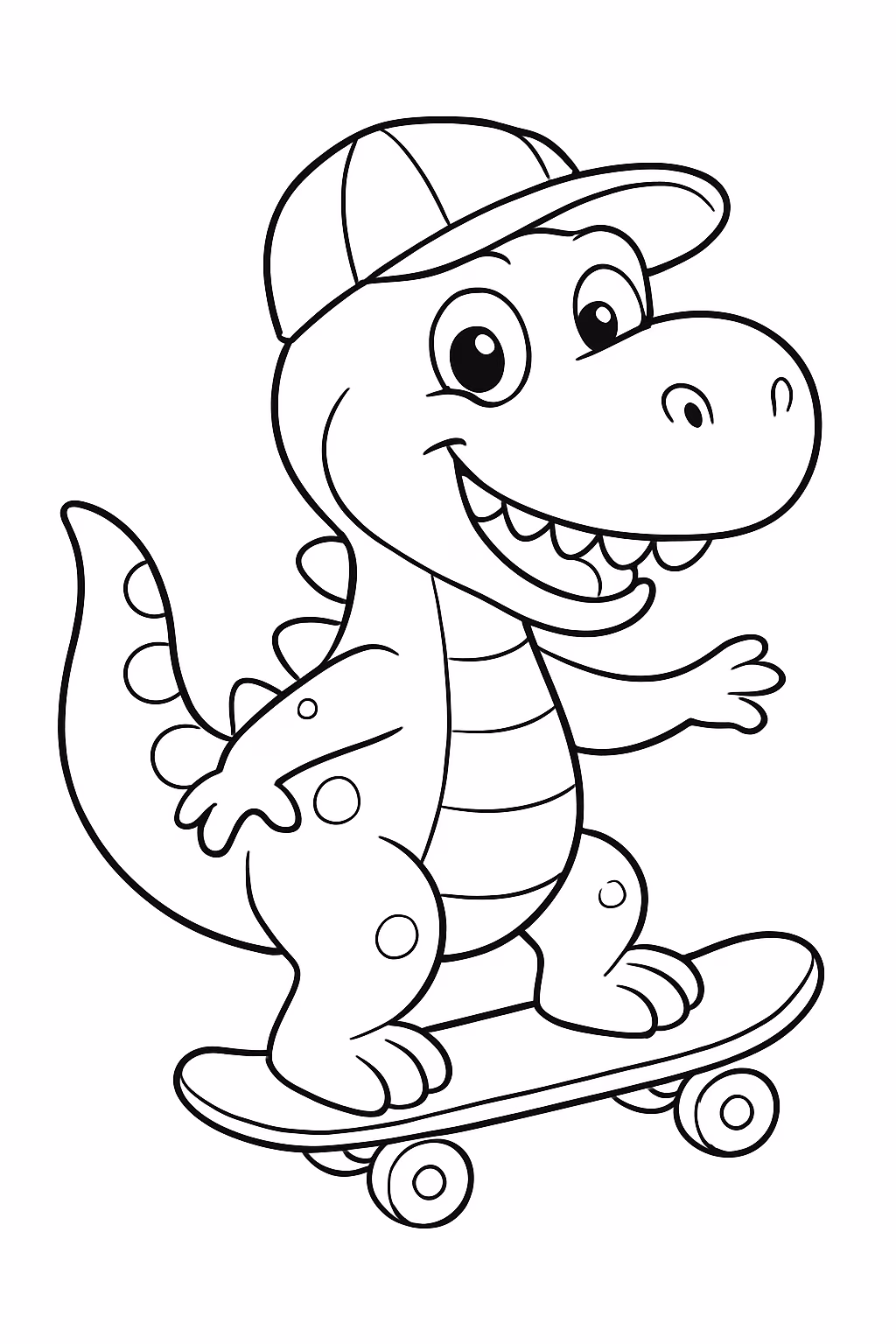 Dinossauro skatista petista para colorir — desenho para imprimir