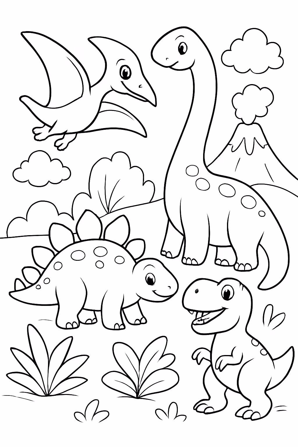Dinossauros para colorir — desenho para imprimir