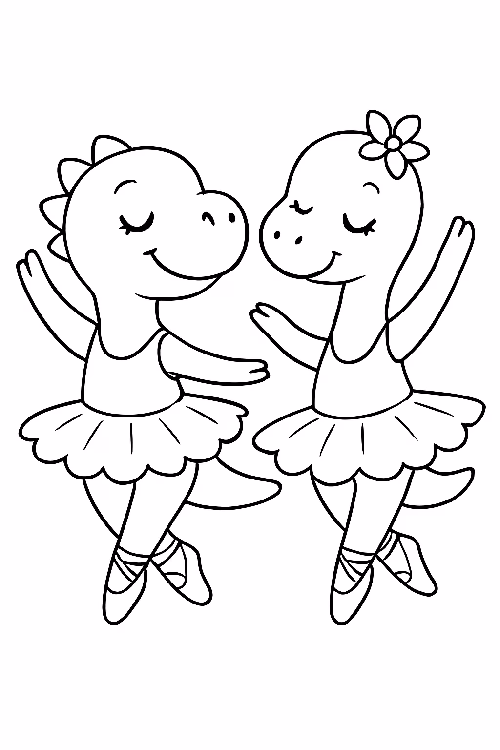 Dinossauros bailarinas para colorir — desenho para imprimir