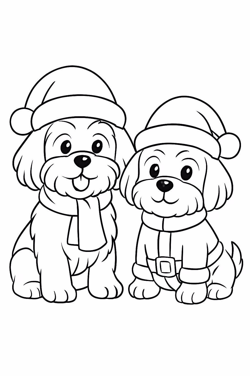 Dois cachorros machos da raca shitzu como ajudante do papai para colorir — desenho para imprimir