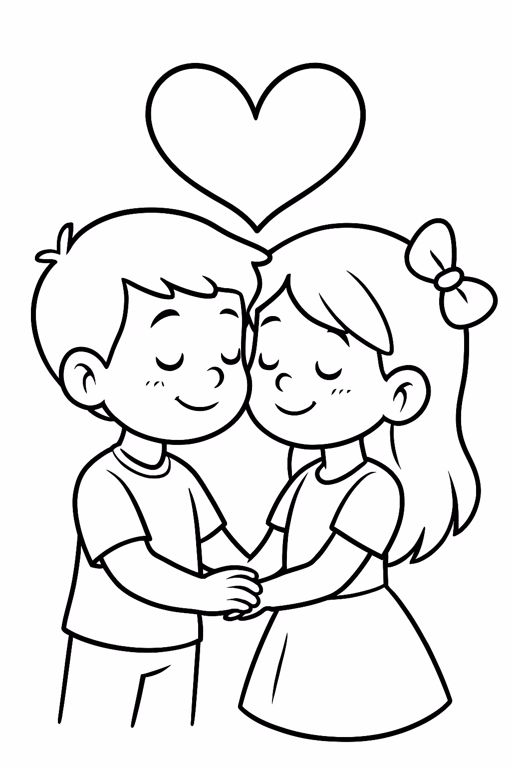 Dois meninos apaixonados para colorir — desenho para imprimir