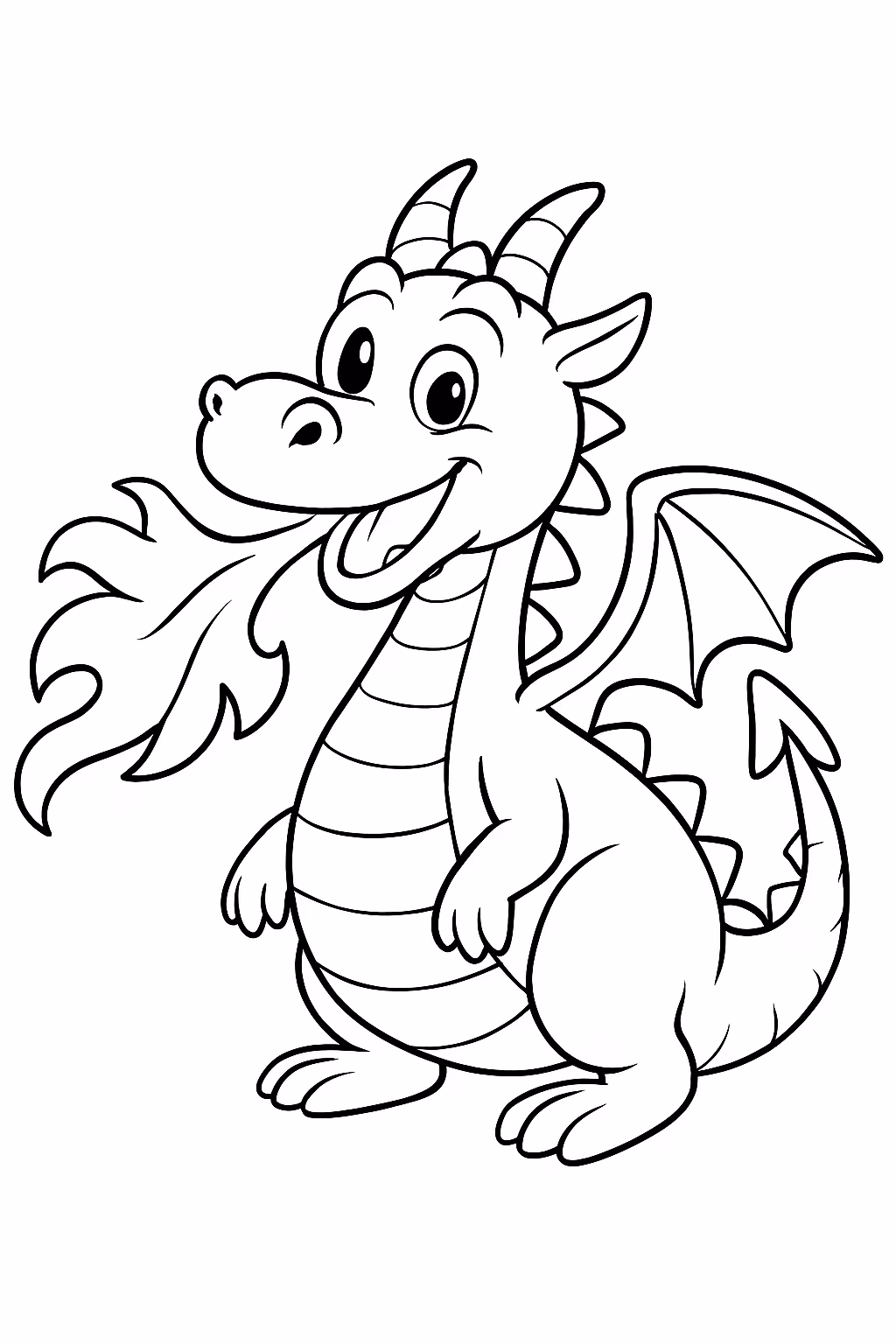 Dragao cuspindo fogo para colorir — desenho para imprimir