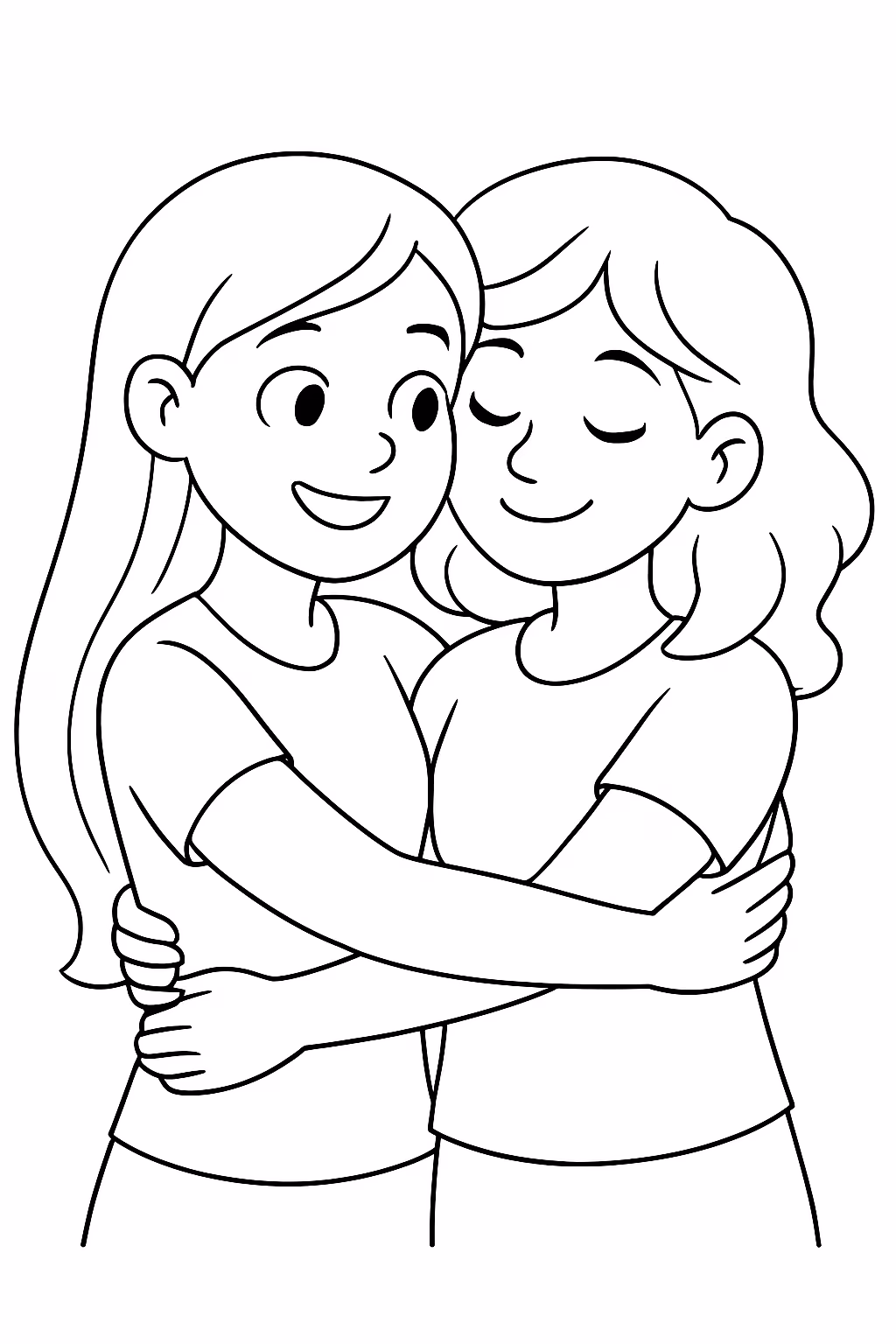 Duas namoradas para colorir — desenho para imprimir