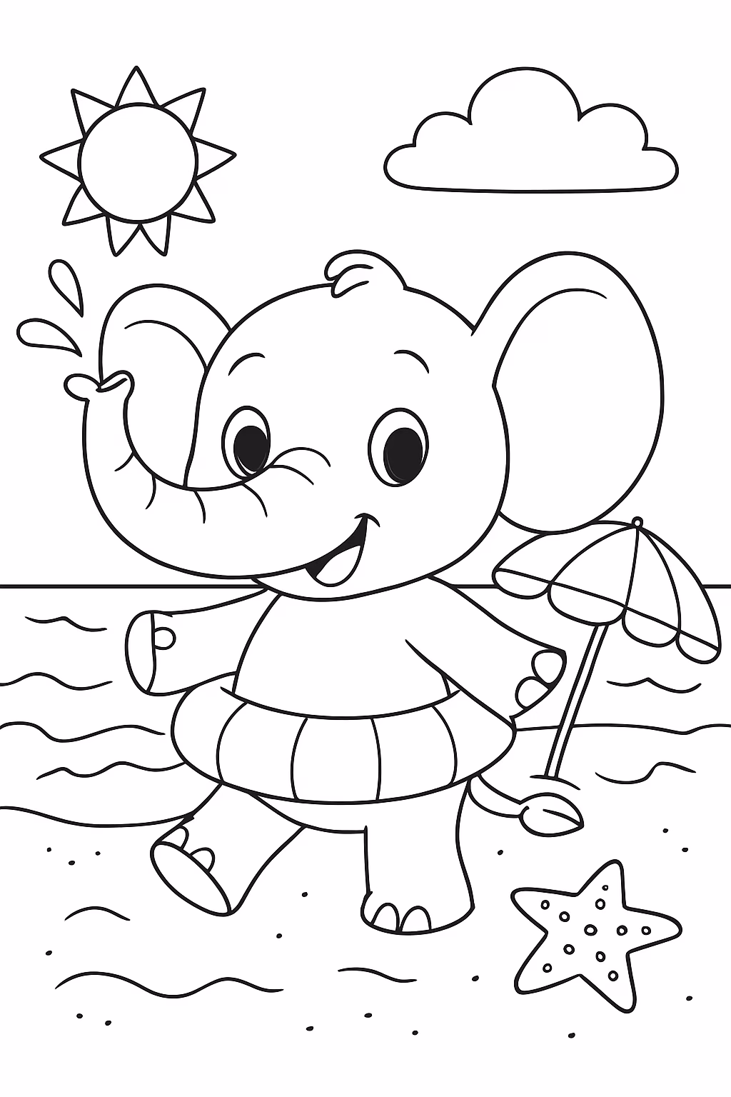 Dudu na praia para colorir — desenho para imprimir