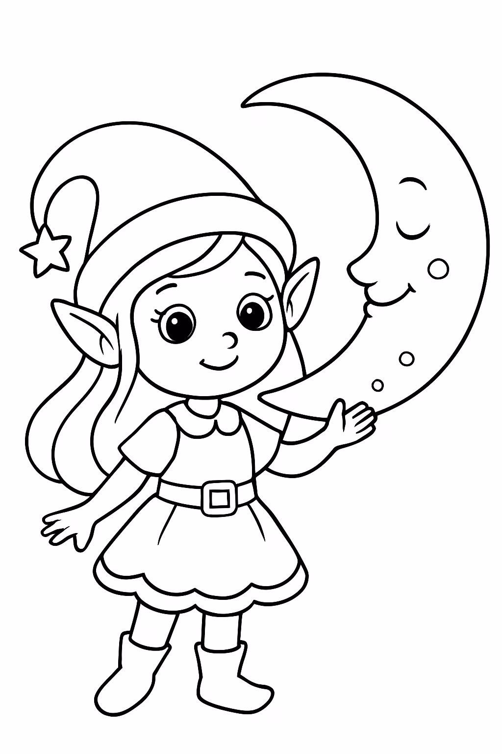 Elfa da lua para colorir — desenho para imprimir