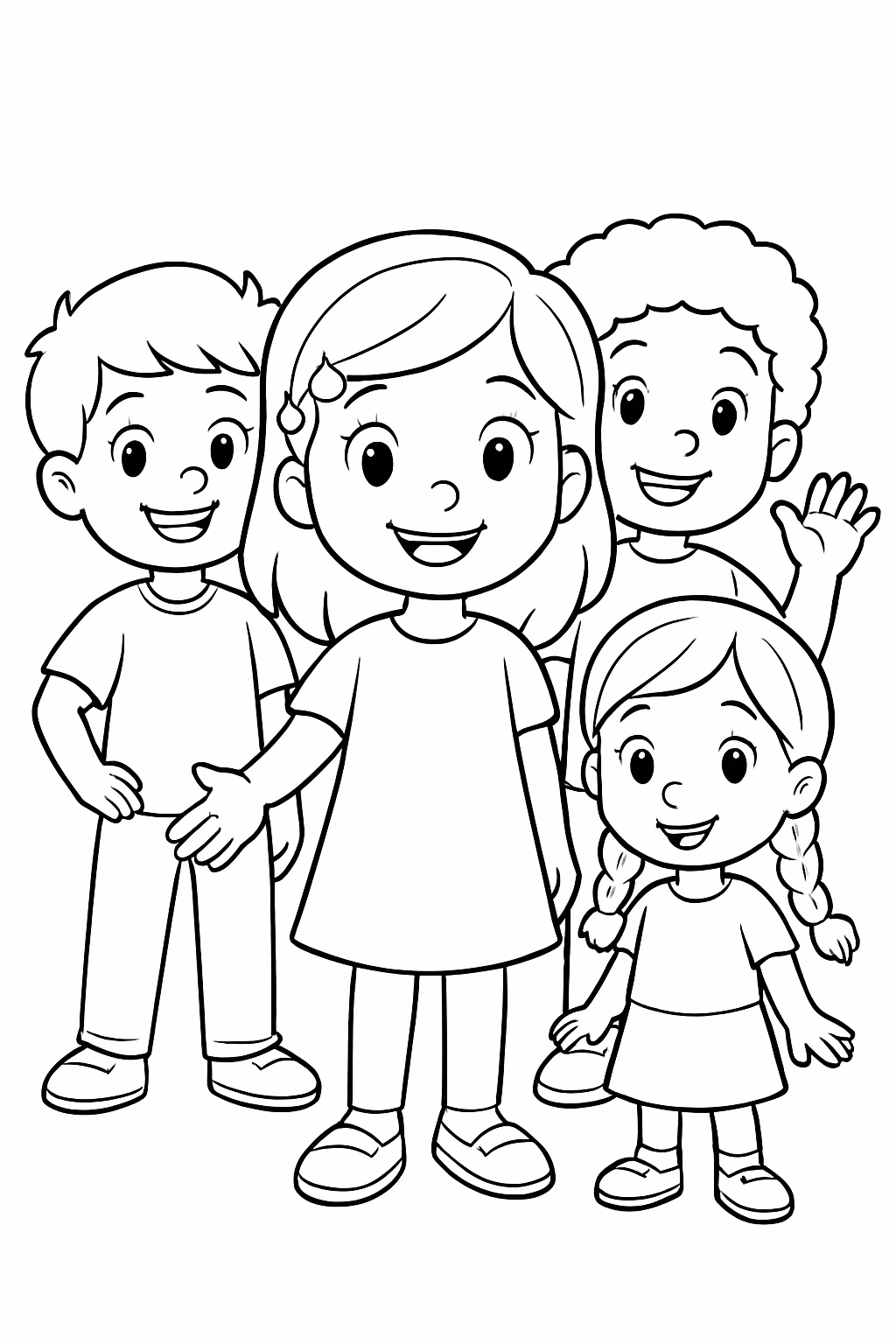 Emilia e sua turma para colorir — desenho para imprimir