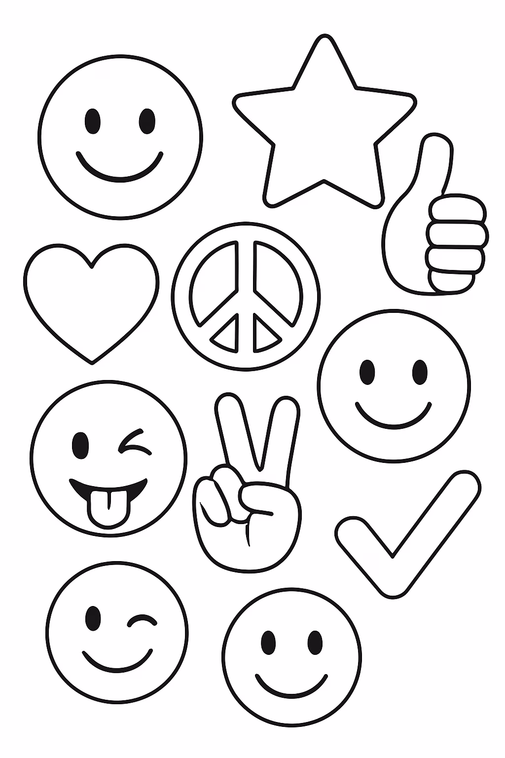 Emojis placas e simbolos para colorir — desenho para imprimir