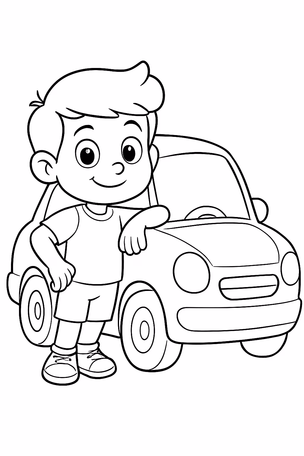 Enaldinho apoiado no carro para colorir — desenho para imprimir