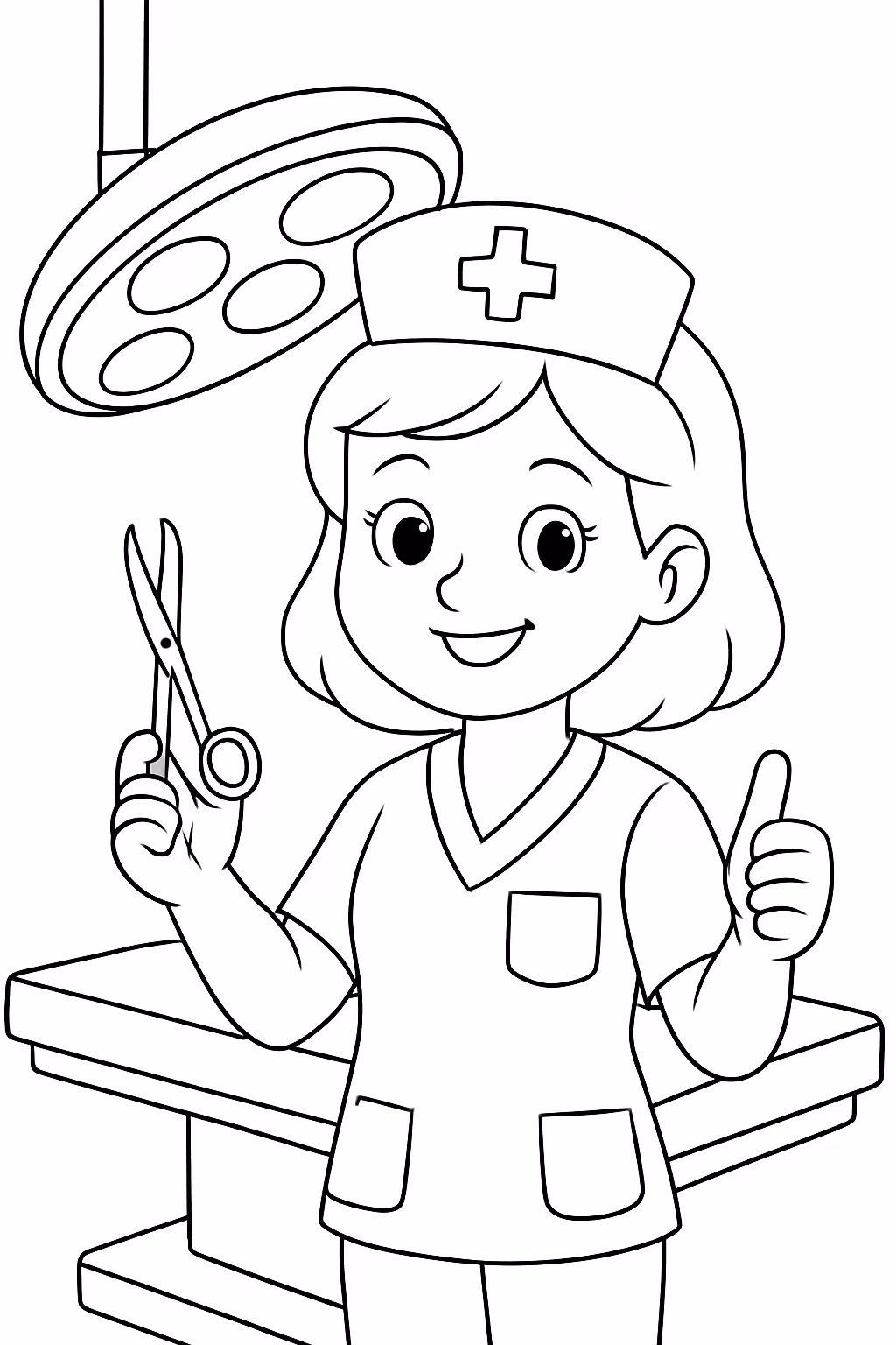 Enfermeira bloco cirurgico para colorir — desenho para imprimir