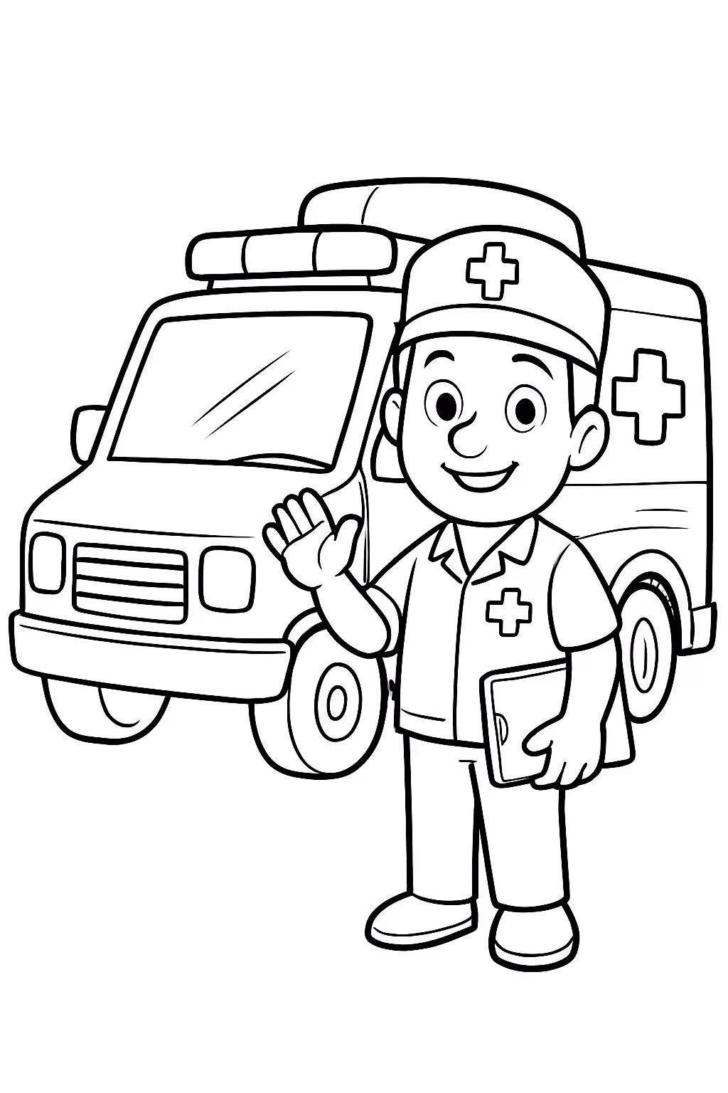 Enfermeiro de ambulancia para colorir — desenho para imprimir