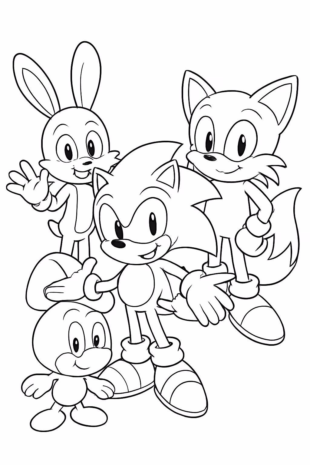 Equipe inteira do sonic para colorir — desenho para imprimir