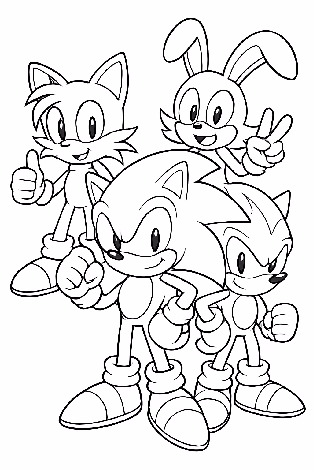 Equipe sonic para colorir — desenho para imprimir