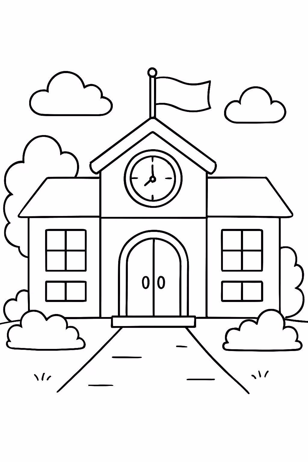 Escola para colorir — desenho para imprimir
