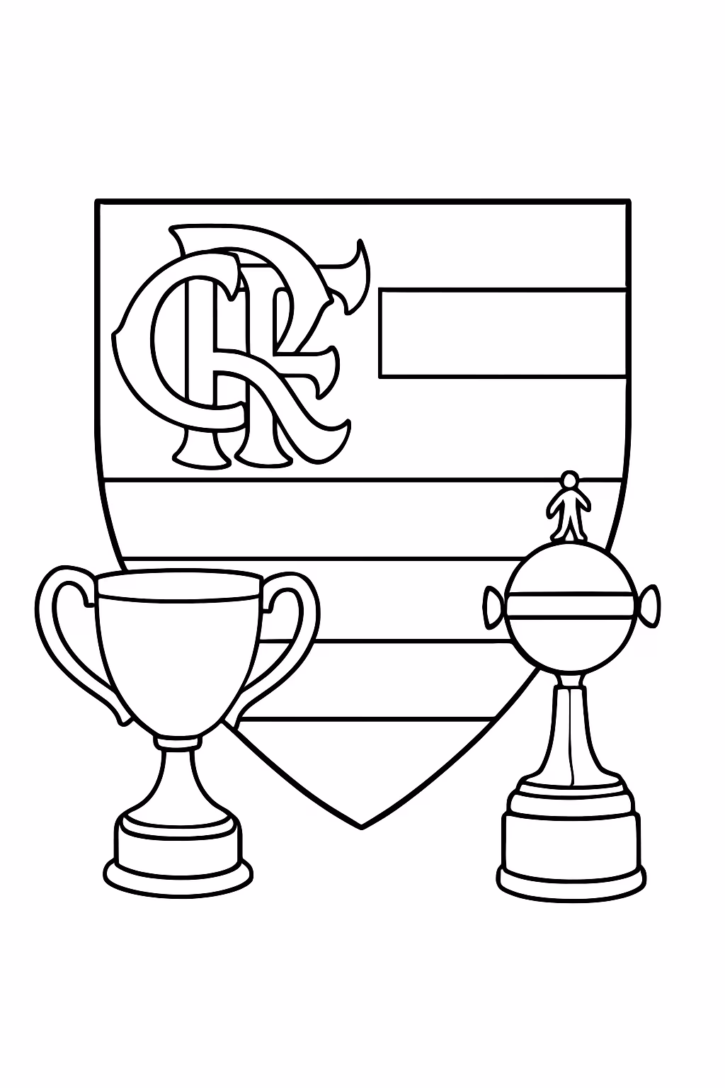 Escudo do flamengo com a taca da libertadores e a para colorir — desenho para imprimir