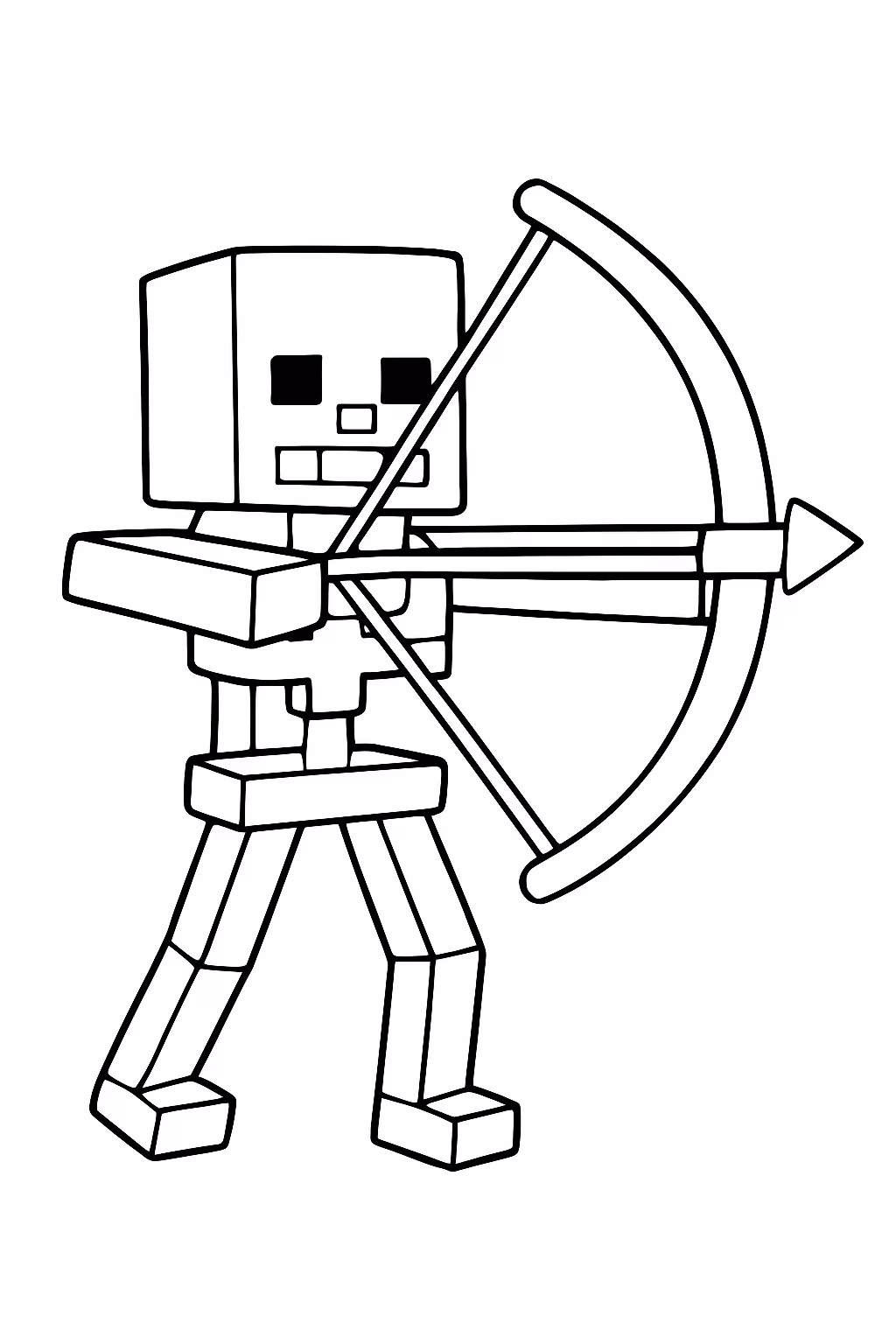 Esqueleto minecraft com arco e flecha para colorir — desenho para imprimir