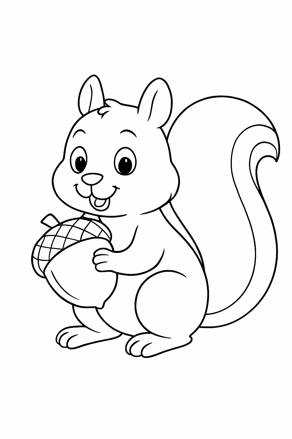Esquilo comendo noz para colorir — desenho para imprimir