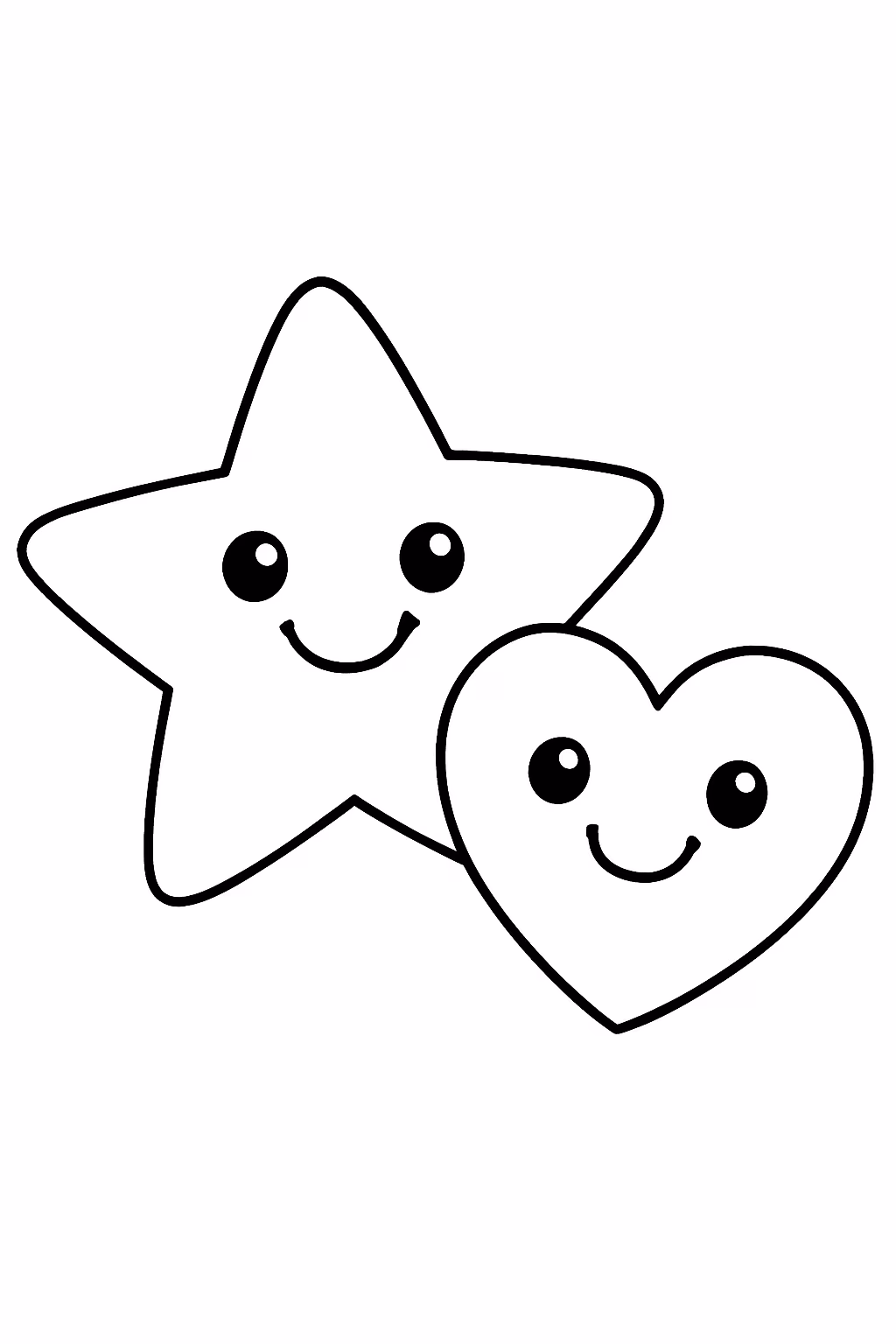 Estrela e coracao para colorir — desenho para imprimir