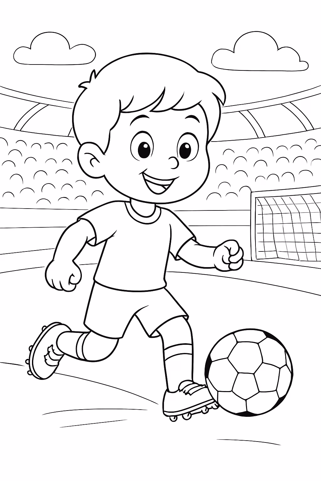 Eu no estadio de foltibol para colorir — desenho para imprimir