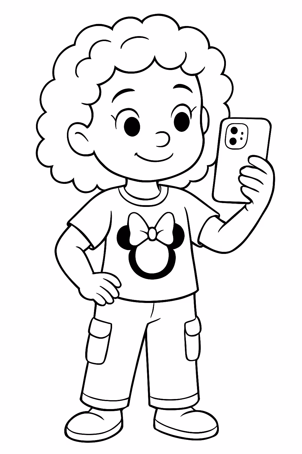 Eu quero ela ir com calca de bolso cabelo enrolado para colorir — desenho para imprimir