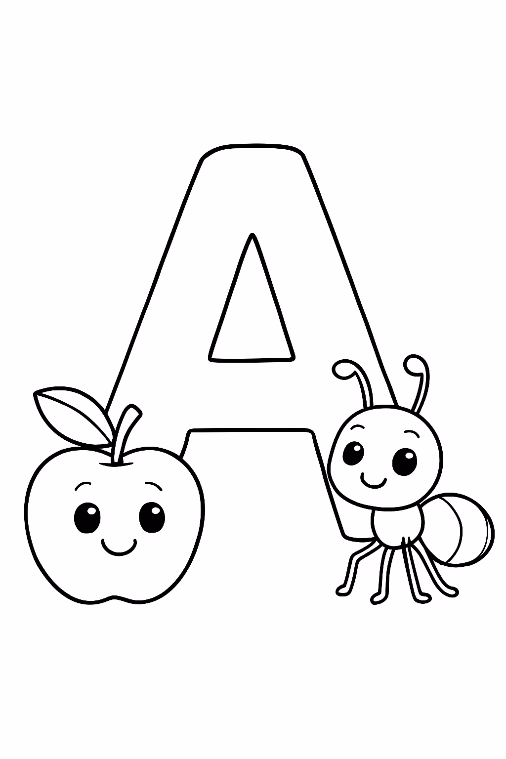 Faca as letras do alfabeto vazadas e uma em cada para colorir — desenho para imprimir