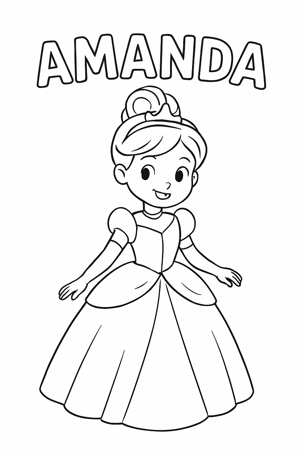 Faca um com o nome amanda e uma menina vestida para colorir — desenho para imprimir