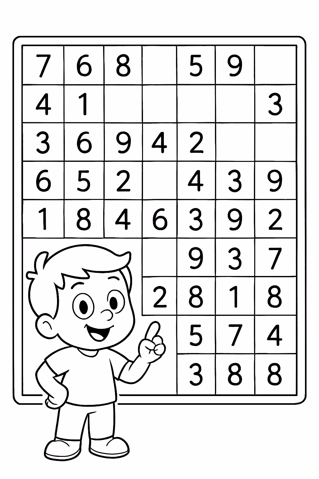 Faca um sudoku tamanho original bem dificil para colorir — desenho para imprimir